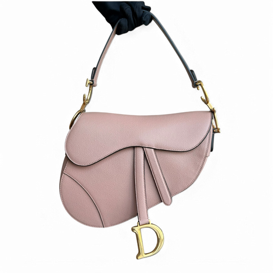 Dior Saddle Medium - Grained Calfskin Blush Gold Hardware