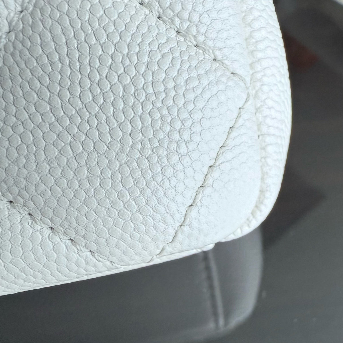 Chanel Seasonal Flap Small - Caviar My Everything Bag Quilted Grained Calfskin White Calfskin Black Hardware Series 30
