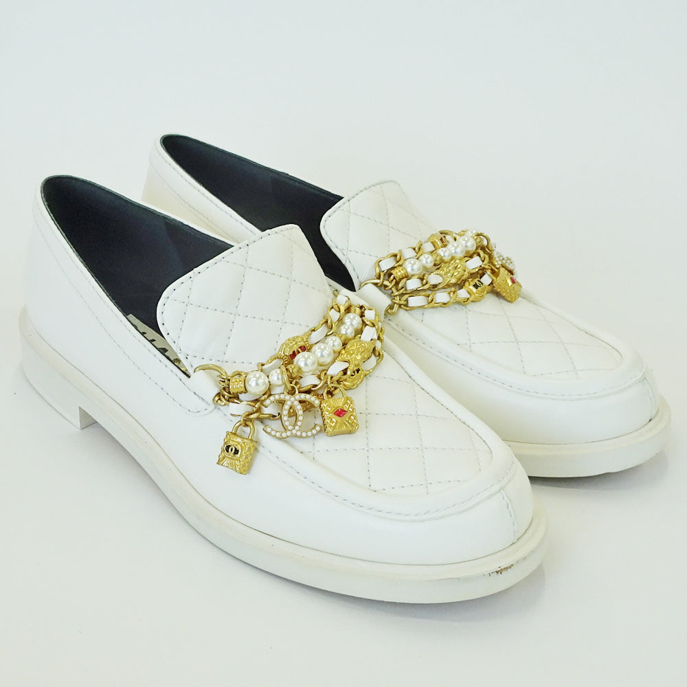 CHANEL G38922 36.5 CC Logo Coco Mark  White Italian Appeal  Women Shoes