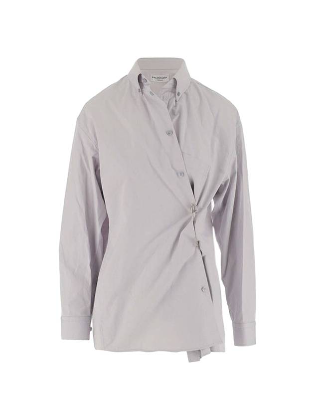 Luxury Balenciaga  Twist Button Cotton Shirt Grey