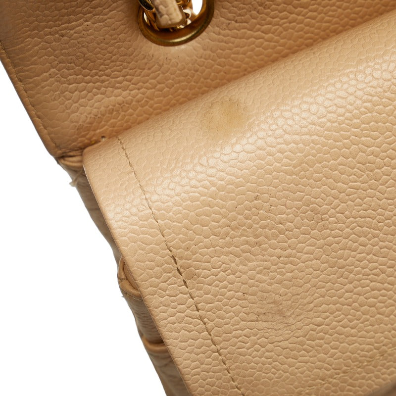 Chanel Matrases 25 Double Flat Chain houlder Bag Beige Caviar S  Chanel