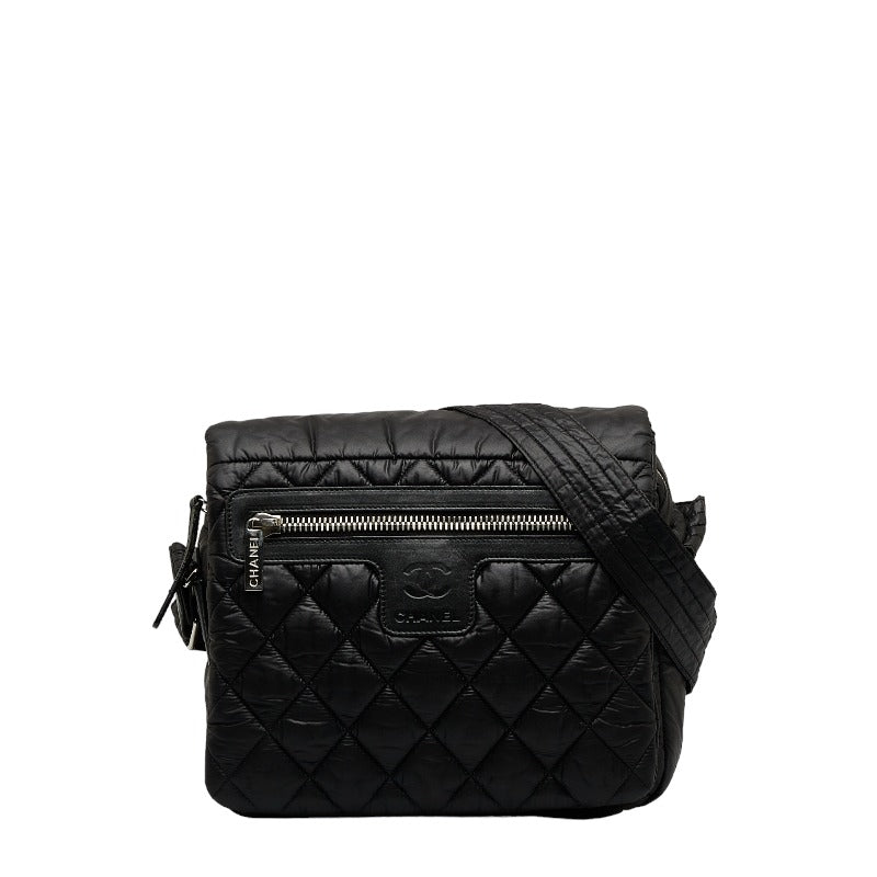 Chanel Coconut Mattress mall Messenger Slipper Shoulder Bag A48616 Black Nylon  CHANEL
