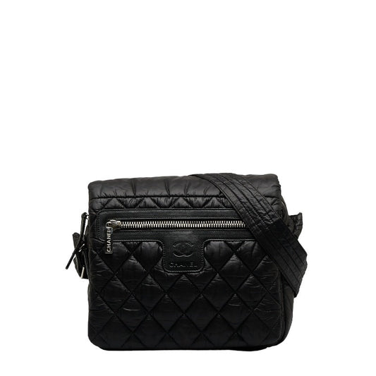 Chanel Coconut Mattress mall Messenger Slipper Shoulder Bag A48616 Black Nylon  CHANEL