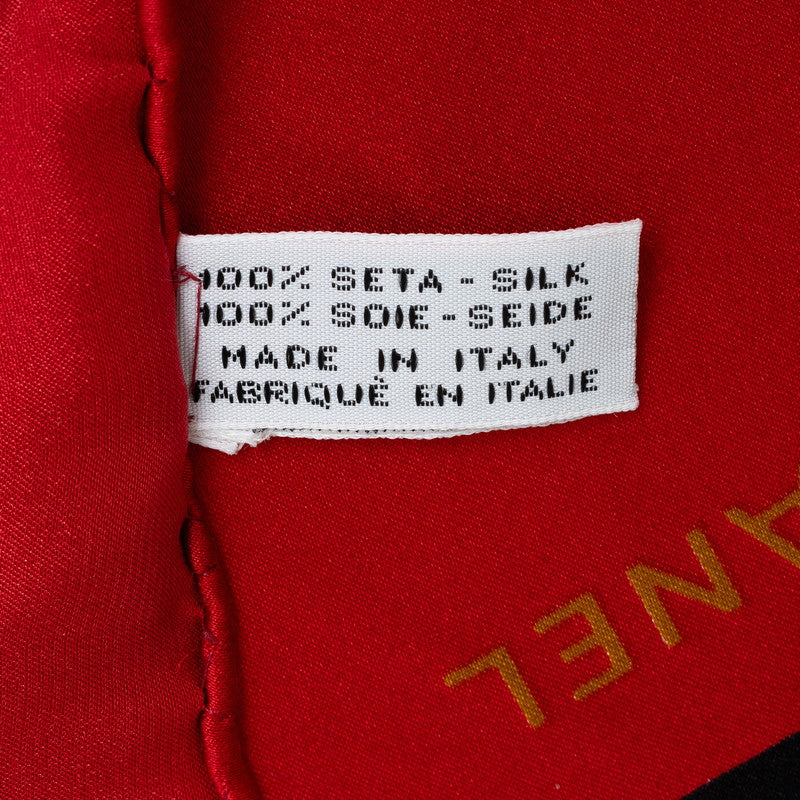 Chanel Matrases Cocomark carf Red Multicolor Silk  Chanel