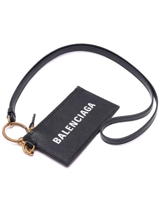 Luxury Balenciaga  Logo Cash Keyring Card Wallet Black