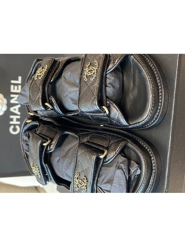 WoMen's CC Logo Velcro Sandals Gold Black Chanel