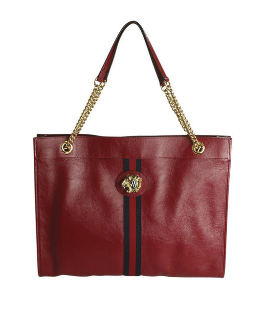 G*G 537219 Large Linea Rajah Red Leather Tote Bag