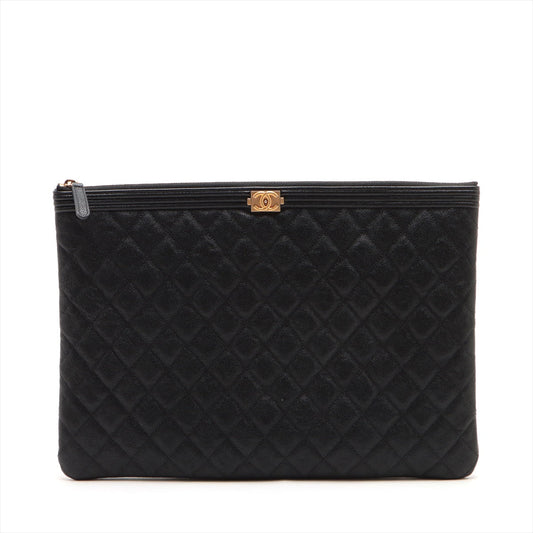 Chanel Boy Chanel Caviar S Clutch Bag Black Gold  25th