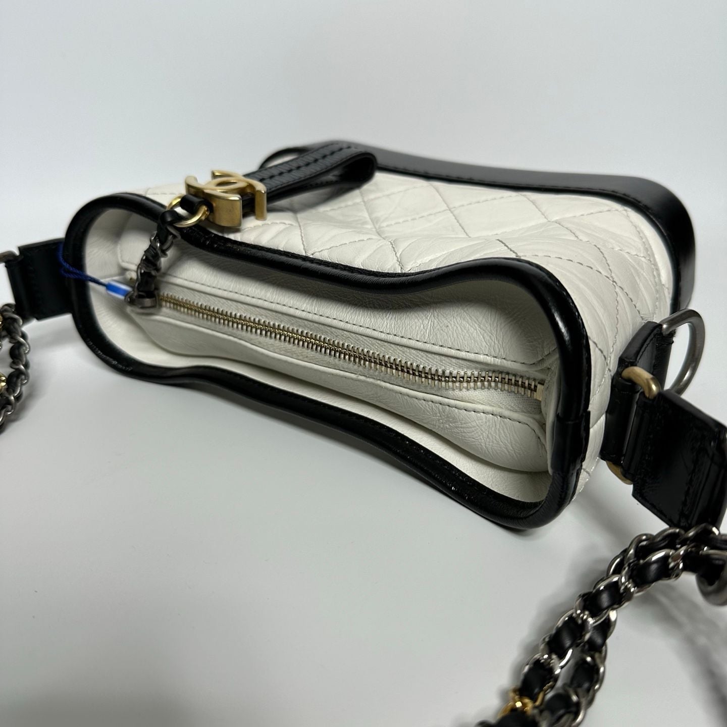 Chanel White/Black Leather Gabrielle Shoulder Bag - NG102618