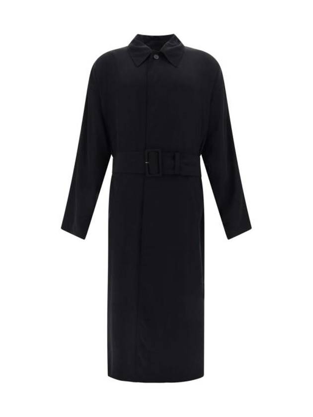 Luxury Balenciaga  Belted Maxi Trench Coat Black
