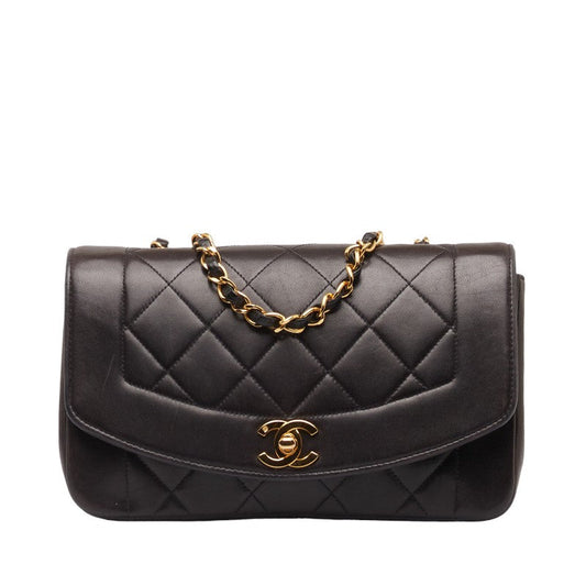 Chanel Diana 23 Chain Shoulder Bag Black Lambskin Leather Ladies Chanel