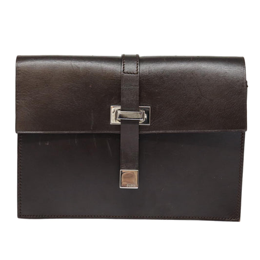 Gucci Brown Leather Clutch Bag ()