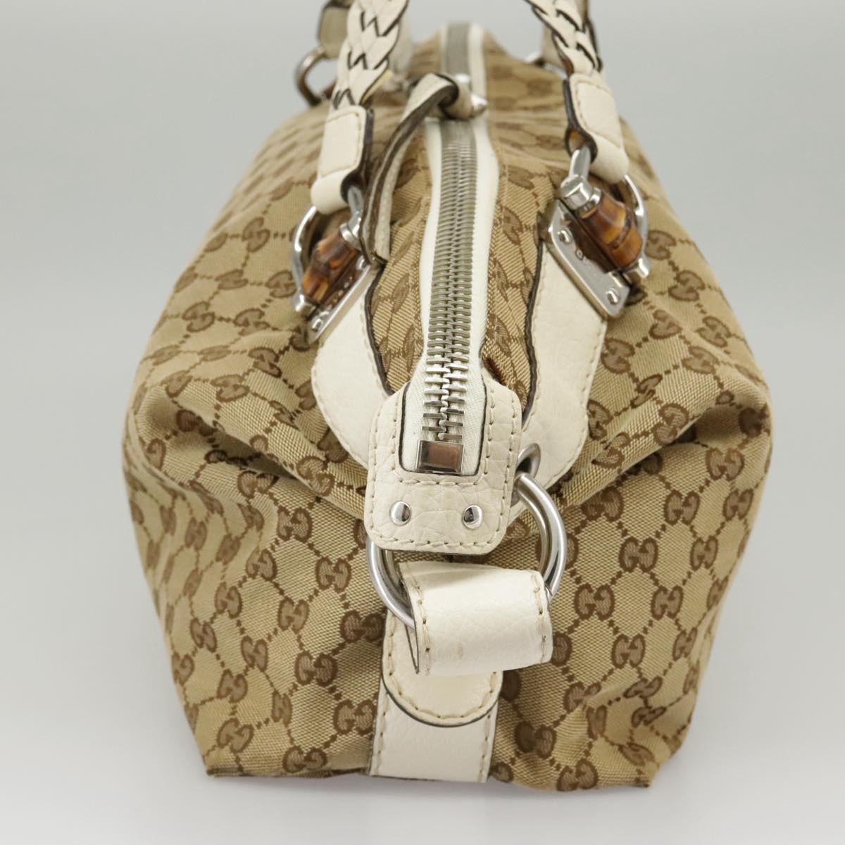 Gucci Bamboo Beige Canvas Tote Bag