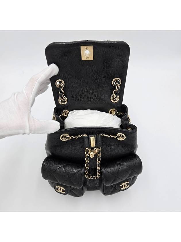 Duma Two Pocket Small Caviar Backpack Black Chanel