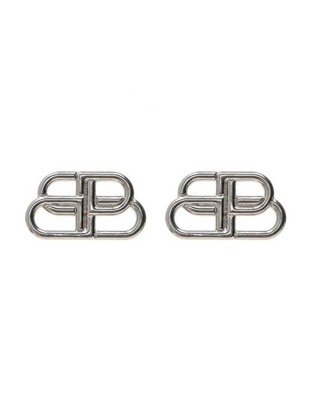 Luxury Balenciaga  BB Logo Stud Earrings Silver