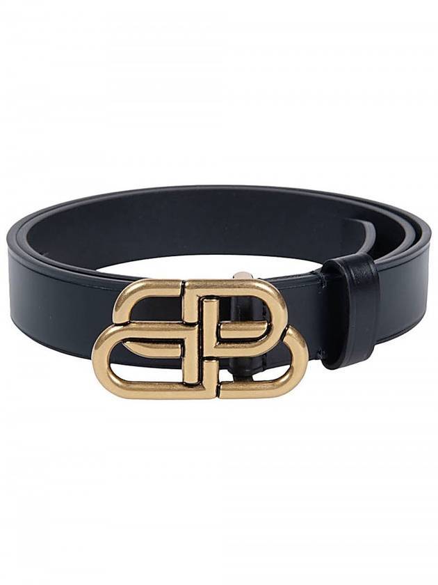 Luxury Balenciaga  BB Buckle Belt Black Gold