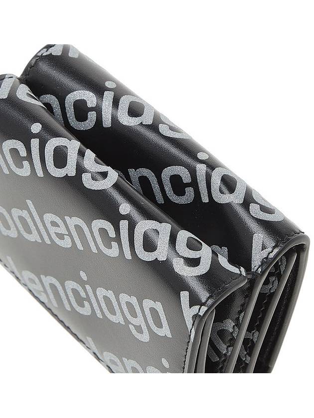 Luxury Balenciaga  All-Over Logo Tri-Fold Half Wallet Black