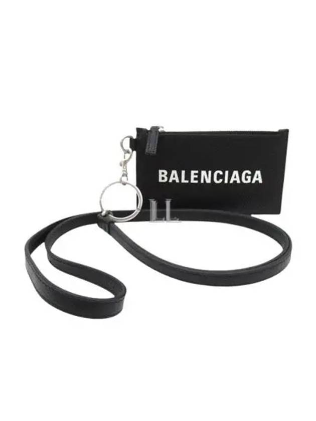 Luxury Balenciaga  Cash Keyring Card Case Black Silver