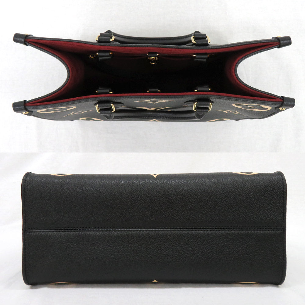 Louis Vuitton On The Go MM M45495 Bi-colour Monogram Emplant Black/Beige Tote Bag 2WAY Shoulder Bag Leather  Mens New Unused]