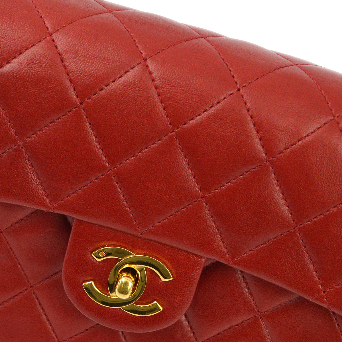 Chanel Red Lambskin Mini Classic Square Flap Shoulder Bag 17