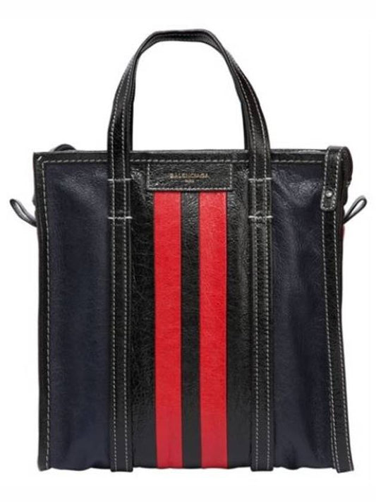 Luxury Balenciaga  Bazar Striped Medium Tote Bag Red Navy