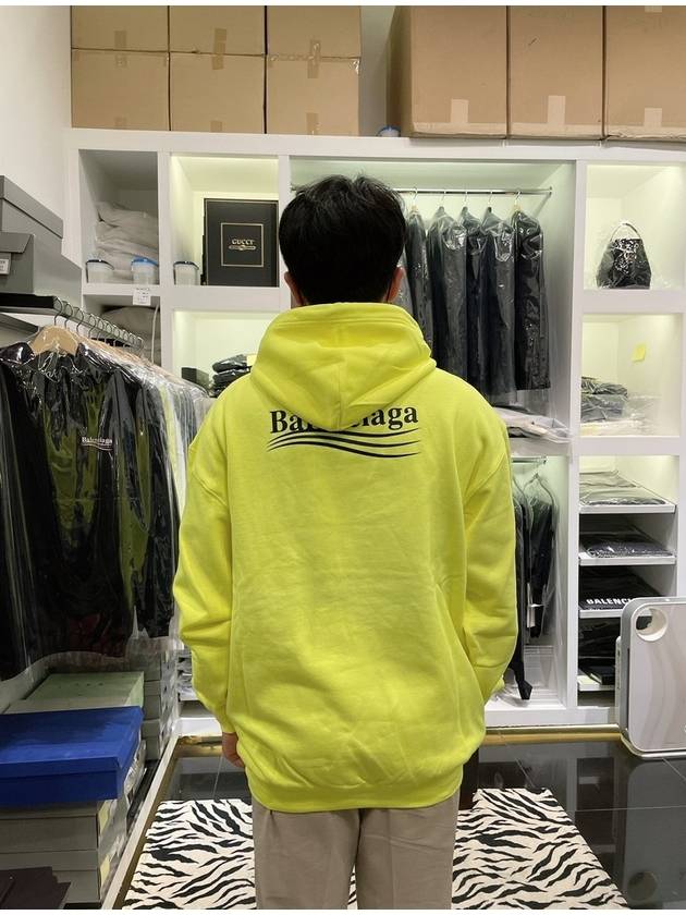 Luxury Balenciaga  Wave Logo Hoodie Sweatshirt Neon Yellow
