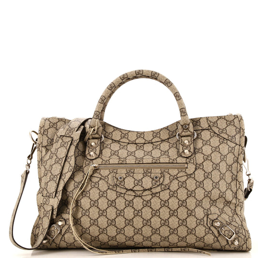 Gucci x Luxury Balenciaga  The Hacker Project Neo Classic City Bag GG Coated Canvas Medium