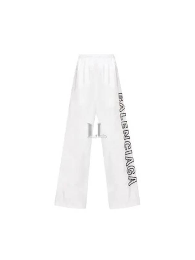 Luxury Balenciaga  Embroidered Logo Polyester Wide Track Pants White