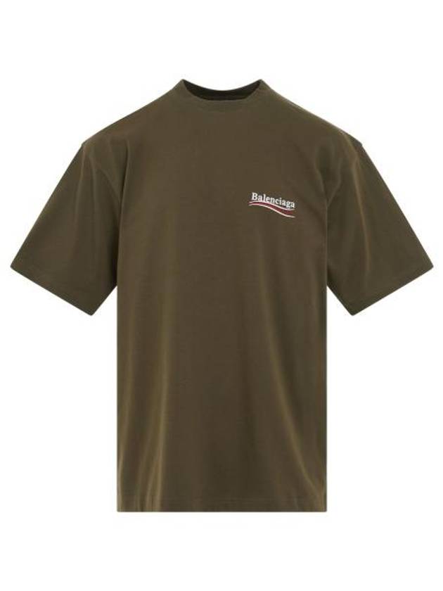 Luxury Balenciaga  Wave Logo Political Campaign Large Fit Short Sleeve T Shirt Khaki