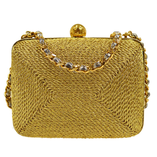 Chanel 1998 Woven Evening Bag Gold