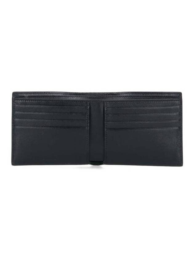 Luxury Balenciaga  Logo Print Leather Half Wallet Black