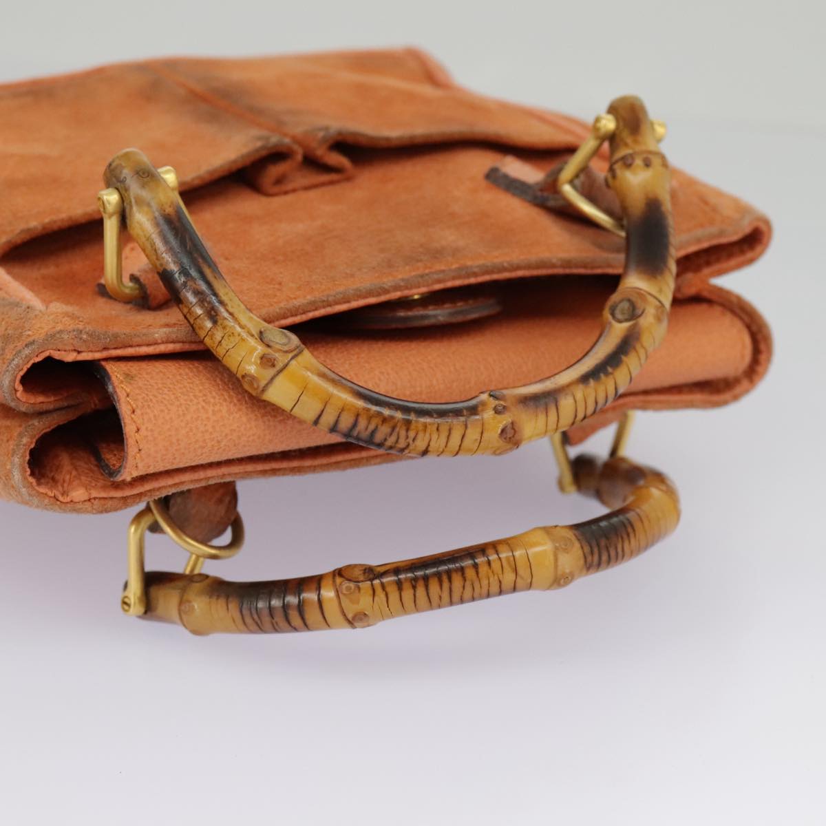 Gucci Bamboo Orange Suede Handbag