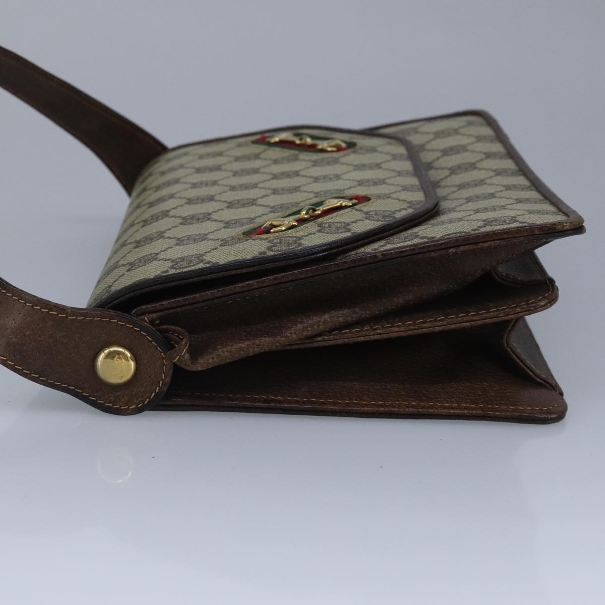Gucci Horsebit Beige Canvas Shoulder Bag