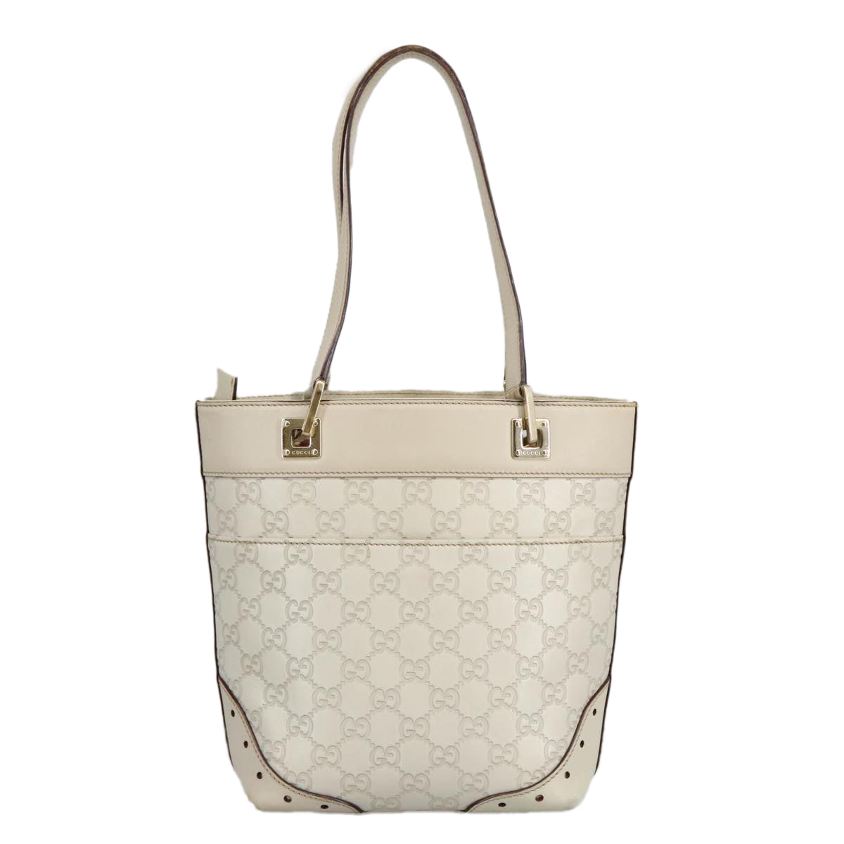 Gucci Guccissima White Leather Shoulder Bag