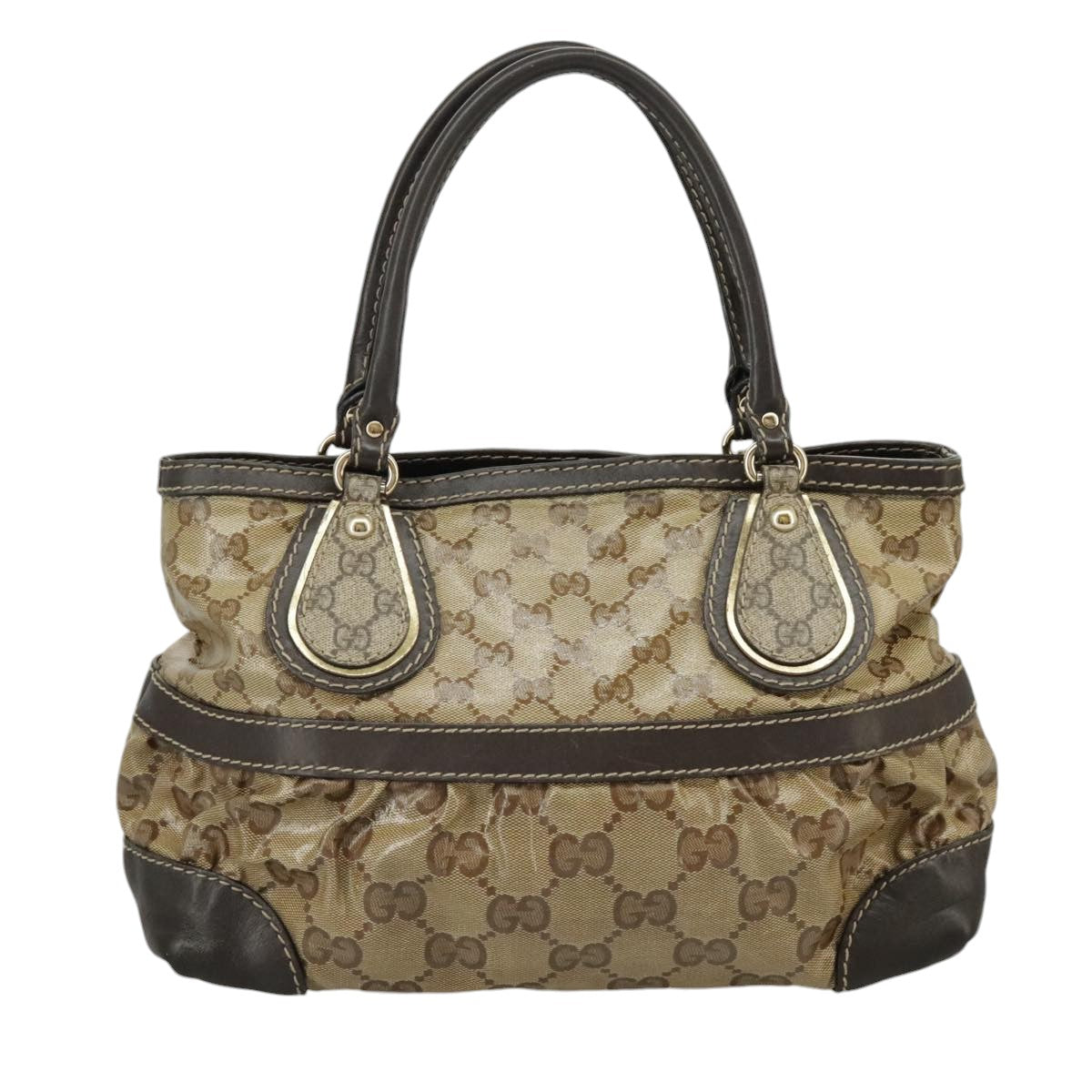 Gucci Gg Crystal Beige Canvas Handbag