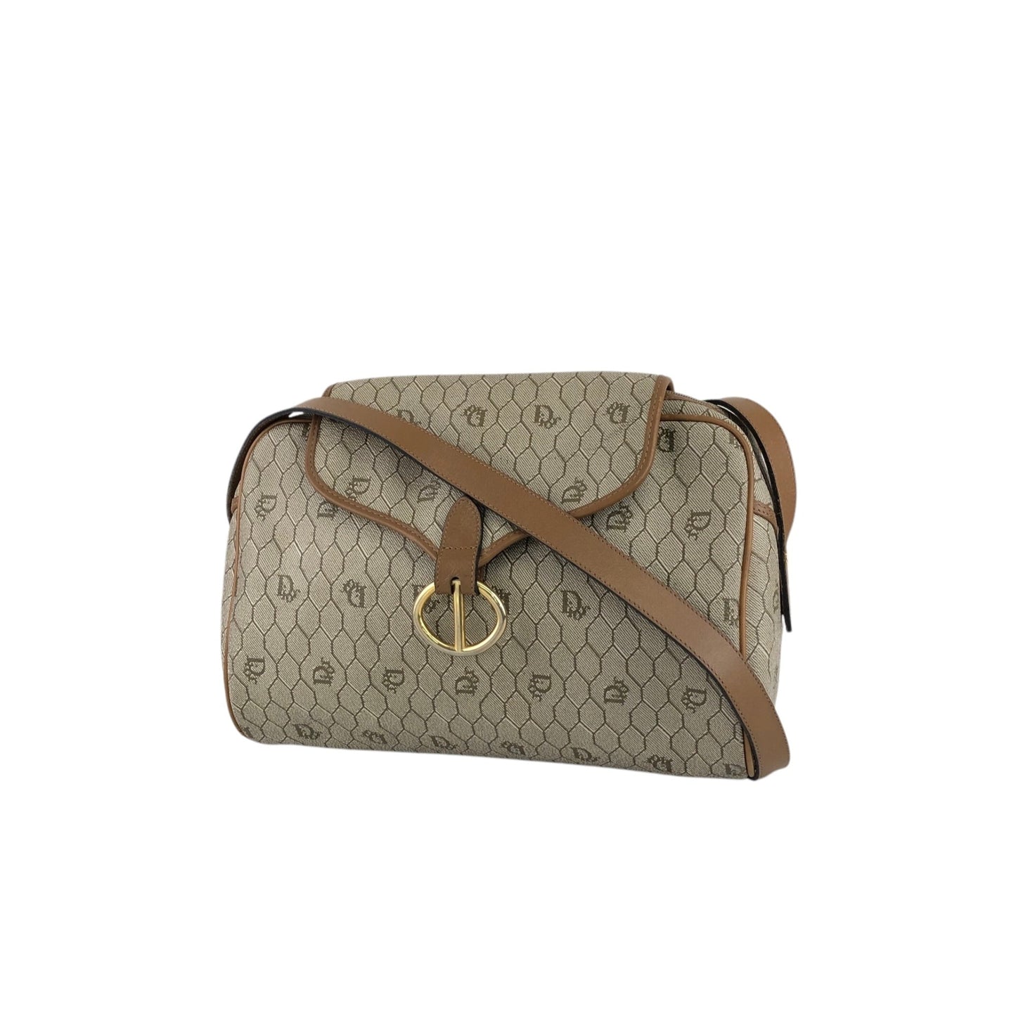 Christian Dior Honeycomb Pattern Shoulder bag Beige Vintage x5m4cu
