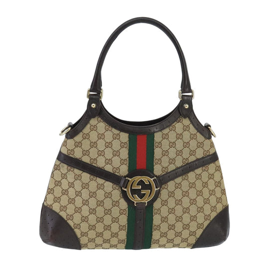 Gucci Sherry Beige Canvas Handbag ()