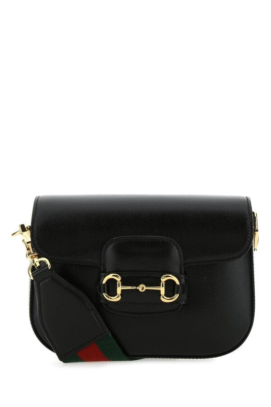 Gucci Woman Black Leather Mini Horsebit 1955 Crossbody Bag