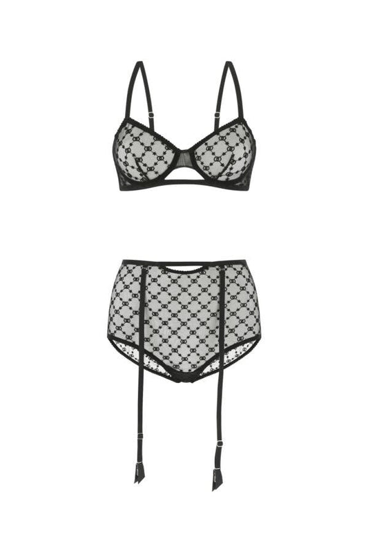 Gucci Woman Black Mesh Lingerie Set