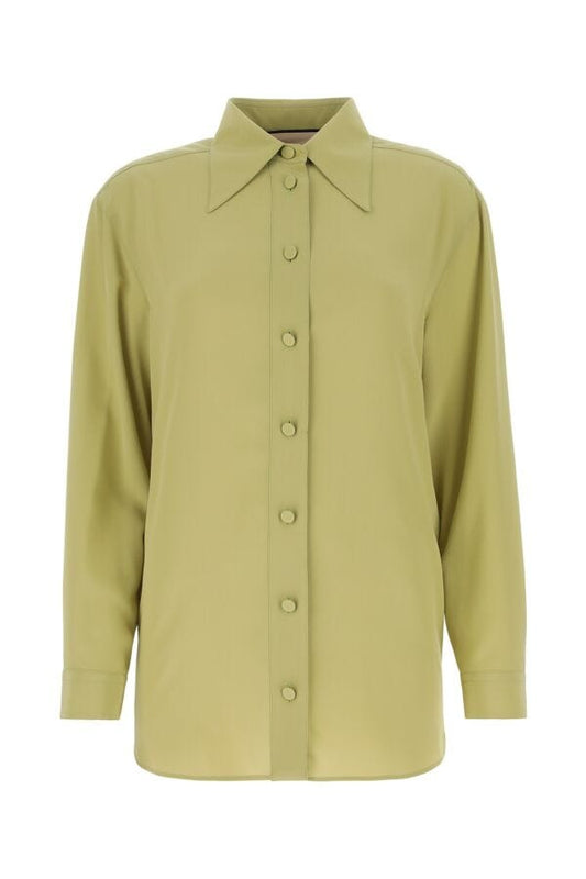 Gucci Woman Pistachio Green Crepe Shirt