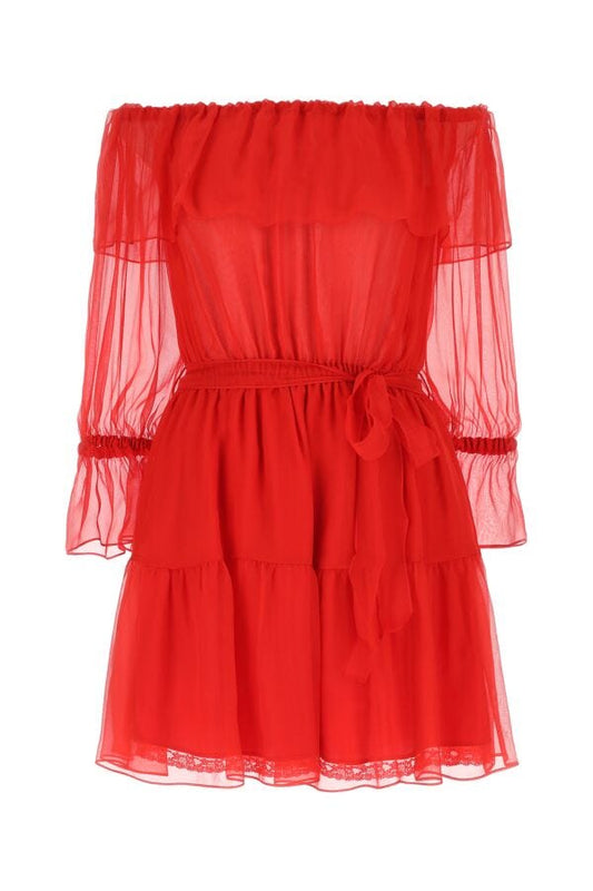 Gucci Woman Red Chiffon Mini Dress