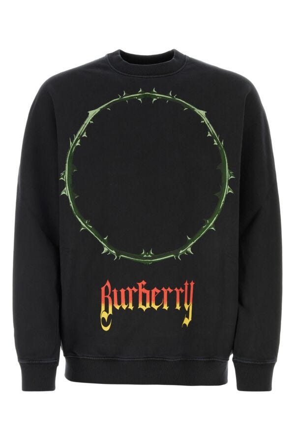 Burberry Man Black Cotton Oversize Sweatshirt