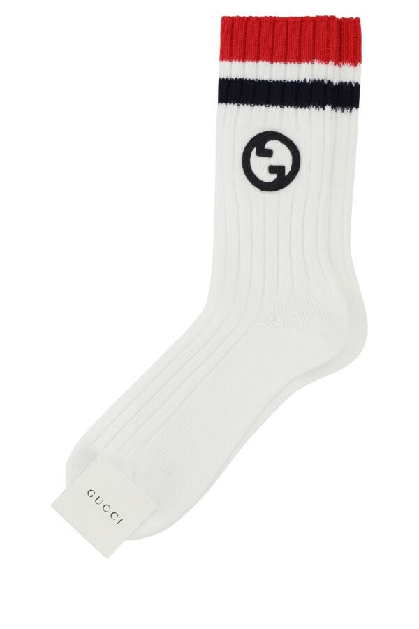 Gucci Woman White Stretch Cotton Blend Socks