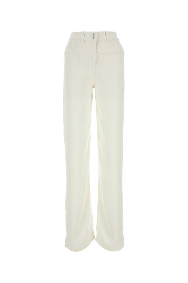 Givenchy Woman Ivory Viscose And Denim Jeans