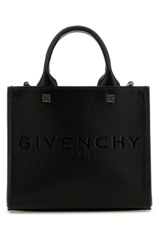 Givenchy Woman Black Leather Mini G-Tote Handbag