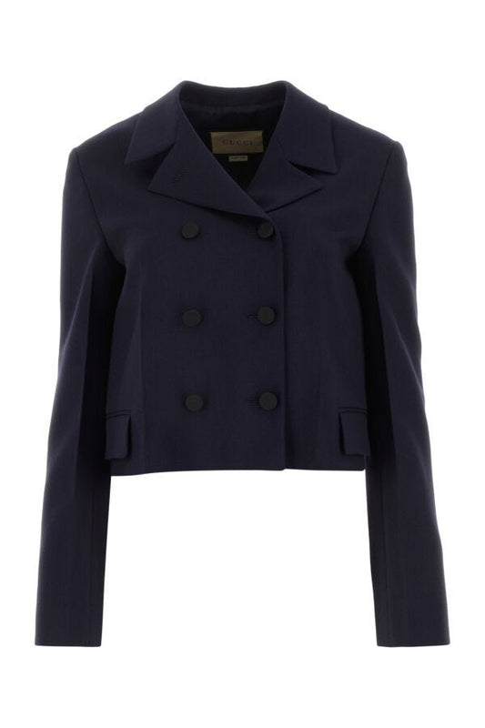 Gucci Woman Navy Blue Mohair Blend Blazer