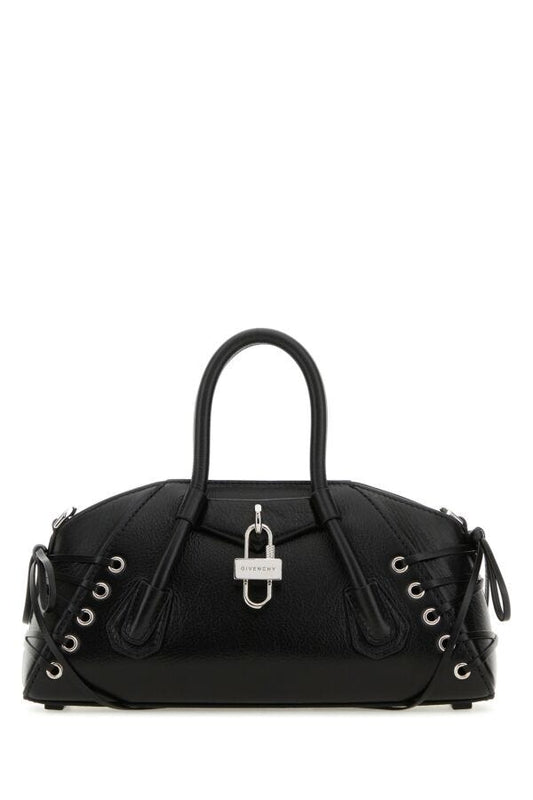 Givenchy Woman Black Leather Mini Antigona Stretch Handbag