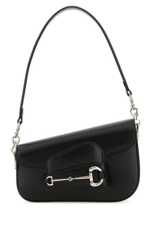 Gucci Woman Black Leather Mini Gucci Horsebit 1955 Handbag