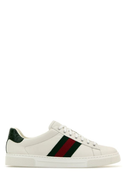 Gucci Man White Leather Ace Sneakers