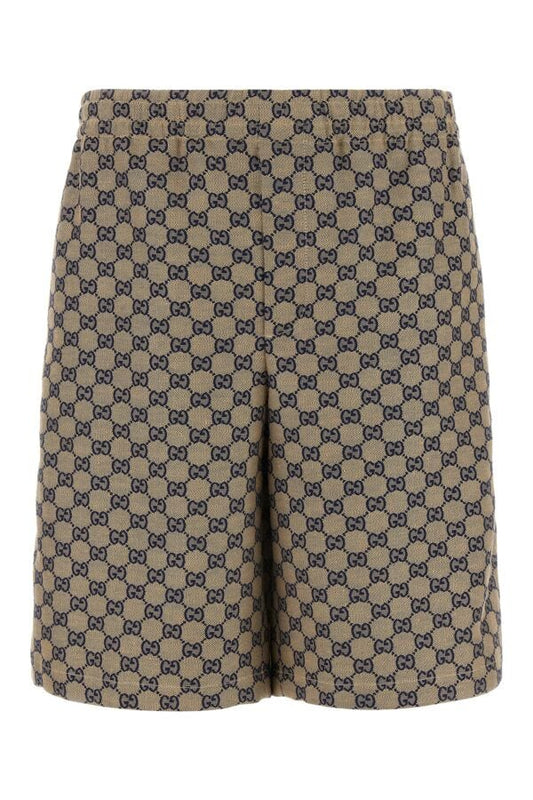 Gucci Man Embroidered Linen Blend Bermuda Shorts